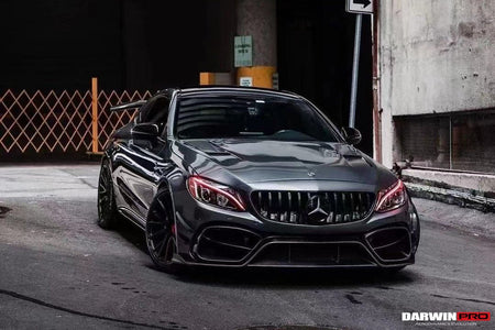 DARWINPRO - MERCEDES BENZ W205 C63 & C6S AMG COUPE 2015 - 2021 PARTIAL CARBON FIBER FRONT BUMPER WITH CANARDS - Aero Carbon UK