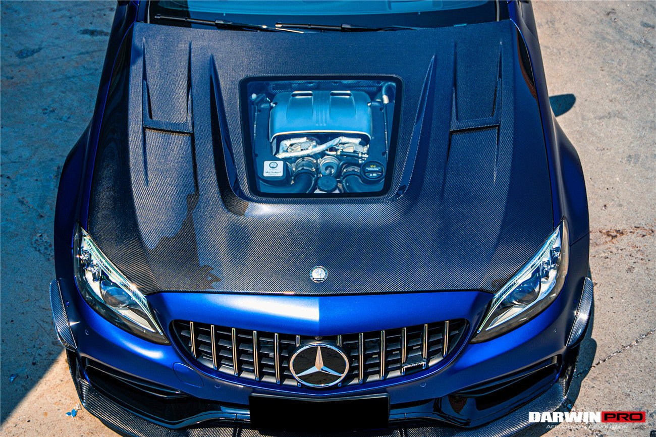 DARWINPRO - MERCEDES BENZ W205 C63 & C6S AMG COUPE 2015 - 2021 PARTIAL CARBON FIBER HOOD BONNET - Aero Carbon UK