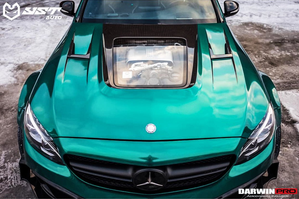 DARWINPRO - MERCEDES BENZ W205 C63 & C6S AMG COUPE 2015 - 2021 PARTIAL CARBON FIBER HOOD BONNET - Aero Carbon UK