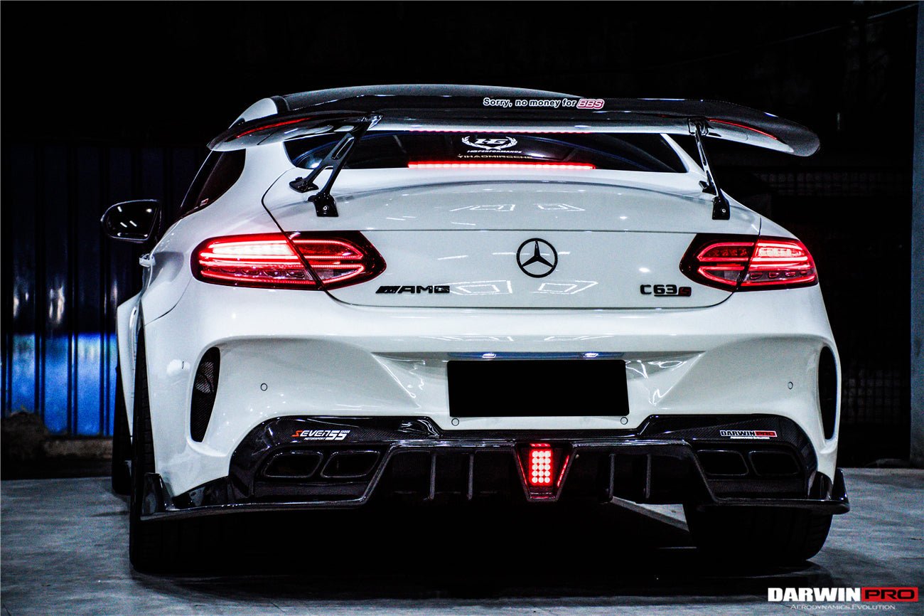 DARWINPRO - MERCEDES BENZ W205 C63 & C6S AMG COUPE 2015 - 2021 PARTIAL CARBON FIBER REAR BUMPER AND LED DIFFUSER - Aero Carbon UK