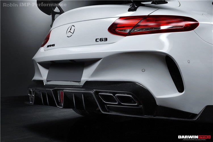 DARWINPRO - MERCEDES BENZ W205 C63 & C6S AMG COUPE 2015 - 2021 PARTIAL CARBON FIBER REAR BUMPER AND LED DIFFUSER - Aero Carbon UK