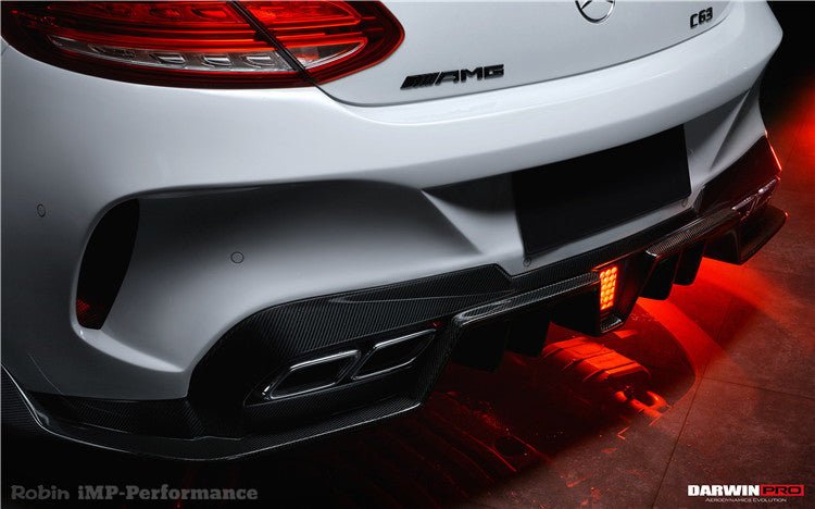 DARWINPRO - MERCEDES BENZ W205 C63 & C6S AMG COUPE 2015 - 2021 PARTIAL CARBON FIBER REAR BUMPER AND LED DIFFUSER - Aero Carbon UK