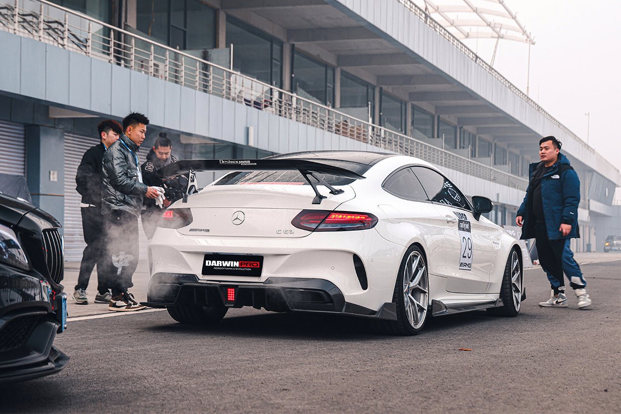 DARWINPRO - MERCEDES BENZ W205 C63 & C6S AMG COUPE 2015 - 2021 PARTIAL CARBON FIBER REAR BUMPER AND LED DIFFUSER - Aero Carbon UK