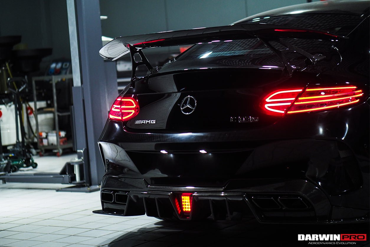 DARWINPRO - MERCEDES BENZ W205 C63 & C6S AMG COUPE 2015 - 2021 PARTIAL CARBON FIBER REAR BUMPER AND LED DIFFUSER - Aero Carbon UK