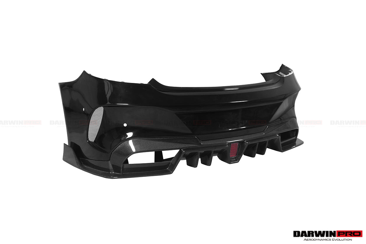 DARWINPRO - MERCEDES BENZ W205 C63 & C6S AMG COUPE 2015 - 2021 PARTIAL CARBON FIBER REAR BUMPER AND LED DIFFUSER - Aero Carbon UK