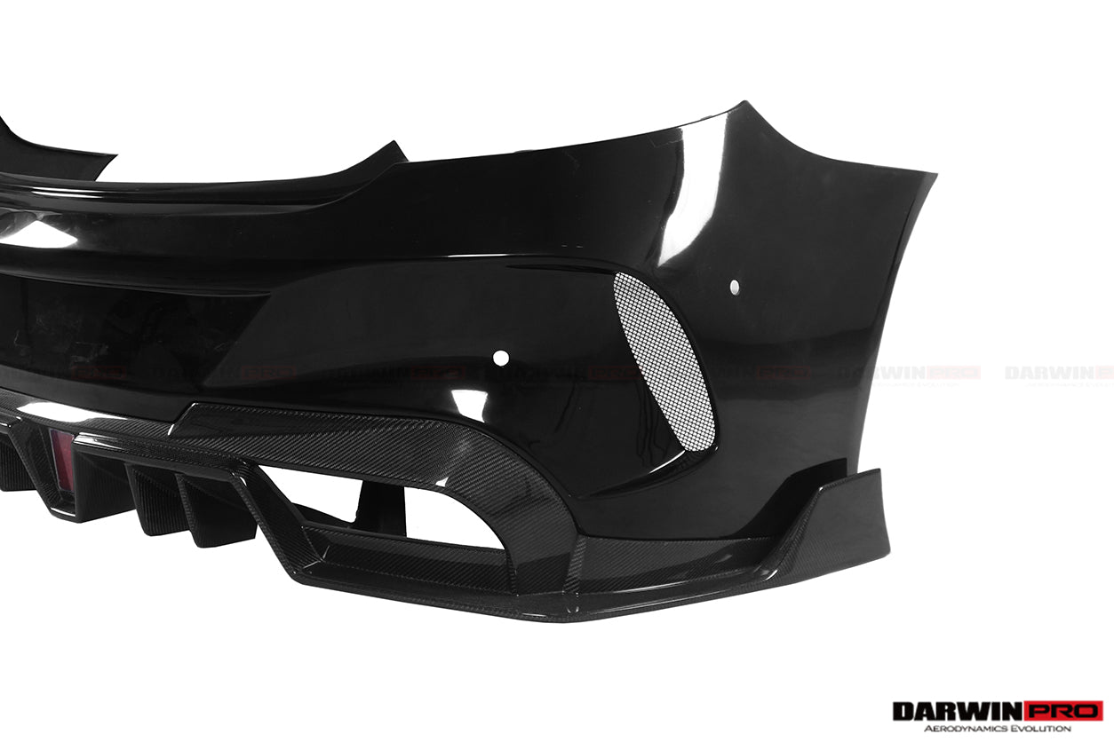 DARWINPRO - MERCEDES BENZ W205 C63 & C6S AMG COUPE 2015 - 2021 PARTIAL CARBON FIBER REAR BUMPER AND LED DIFFUSER - Aero Carbon UK