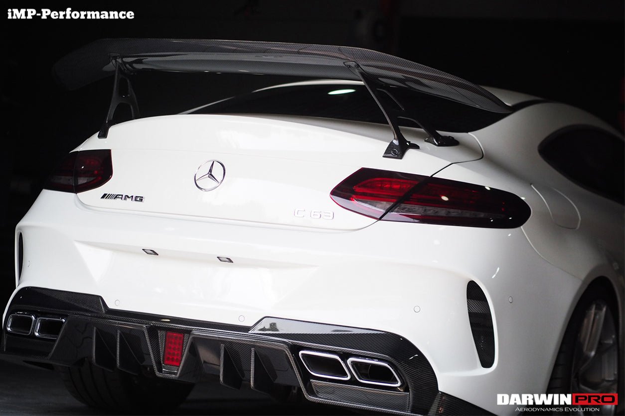 DARWINPRO - MERCEDES BENZ W205 C63 & C6S AMG COUPE 2015 - 2021 PARTIAL CARBON FIBER REAR BUMPER AND LED DIFFUSER - Aero Carbon UK