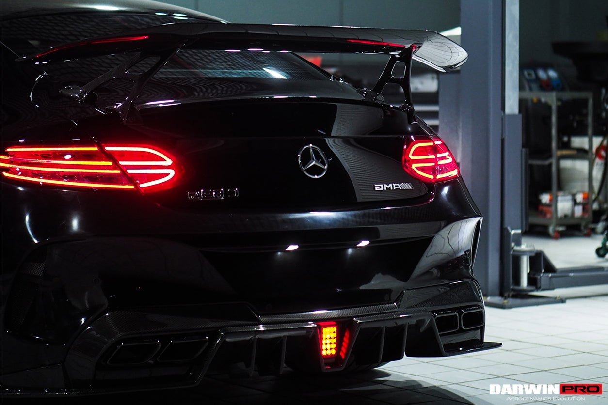 DARWINPRO - MERCEDES BENZ W205 C63 & C6S AMG COUPE 2015 - 2021 PARTIAL CARBON FIBER REAR BUMPER AND LED DIFFUSER - Aero Carbon UK