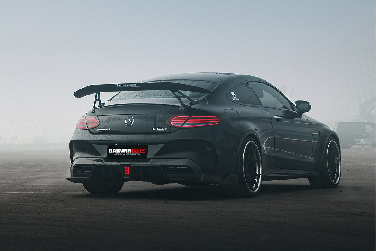 DARWINPRO - MERCEDES BENZ W205 C63 & C6S AMG COUPE 2015 - 2021 PARTIAL CARBON FIBER REAR BUMPER AND LED DIFFUSER - Aero Carbon UK