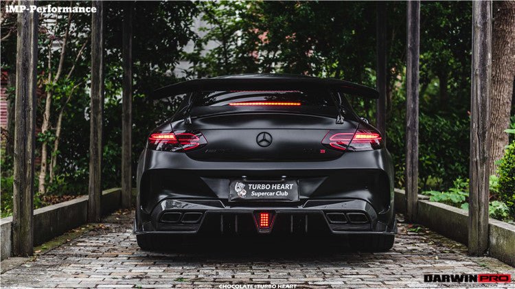 DARWINPRO - MERCEDES BENZ W205 C63 & C6S AMG COUPE 2015 - 2021 PARTIAL CARBON FIBER REAR BUMPER AND LED DIFFUSER - Aero Carbon UK