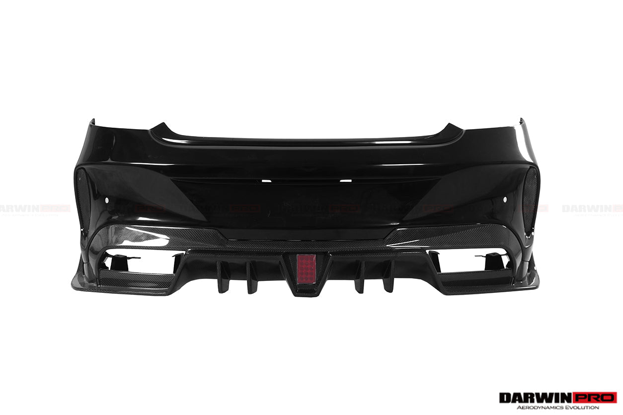 DARWINPRO - MERCEDES BENZ W205 C63 & C6S AMG COUPE 2015 - 2021 PARTIAL CARBON FIBER REAR BUMPER AND LED DIFFUSER - Aero Carbon UK