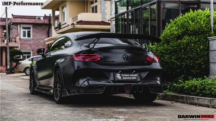 DARWINPRO - MERCEDES BENZ W205 C63 & C6S AMG COUPE 2015 - 2021 PARTIAL CARBON FIBER REAR BUMPER AND LED DIFFUSER - Aero Carbon UK