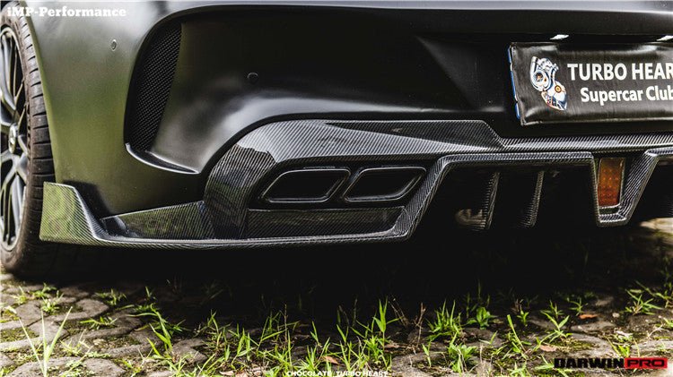 DARWINPRO - MERCEDES BENZ W205 C63 & C6S AMG COUPE 2015 - 2021 PARTIAL CARBON FIBER REAR BUMPER AND LED DIFFUSER - Aero Carbon UK