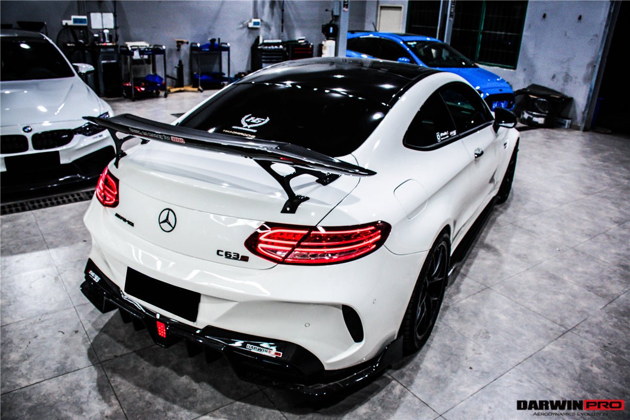 DARWINPRO - MERCEDES BENZ W205 C63 & C6S AMG COUPE 2015 - 2021 PARTIAL CARBON FIBER REAR BUMPER AND LED DIFFUSER - Aero Carbon UK