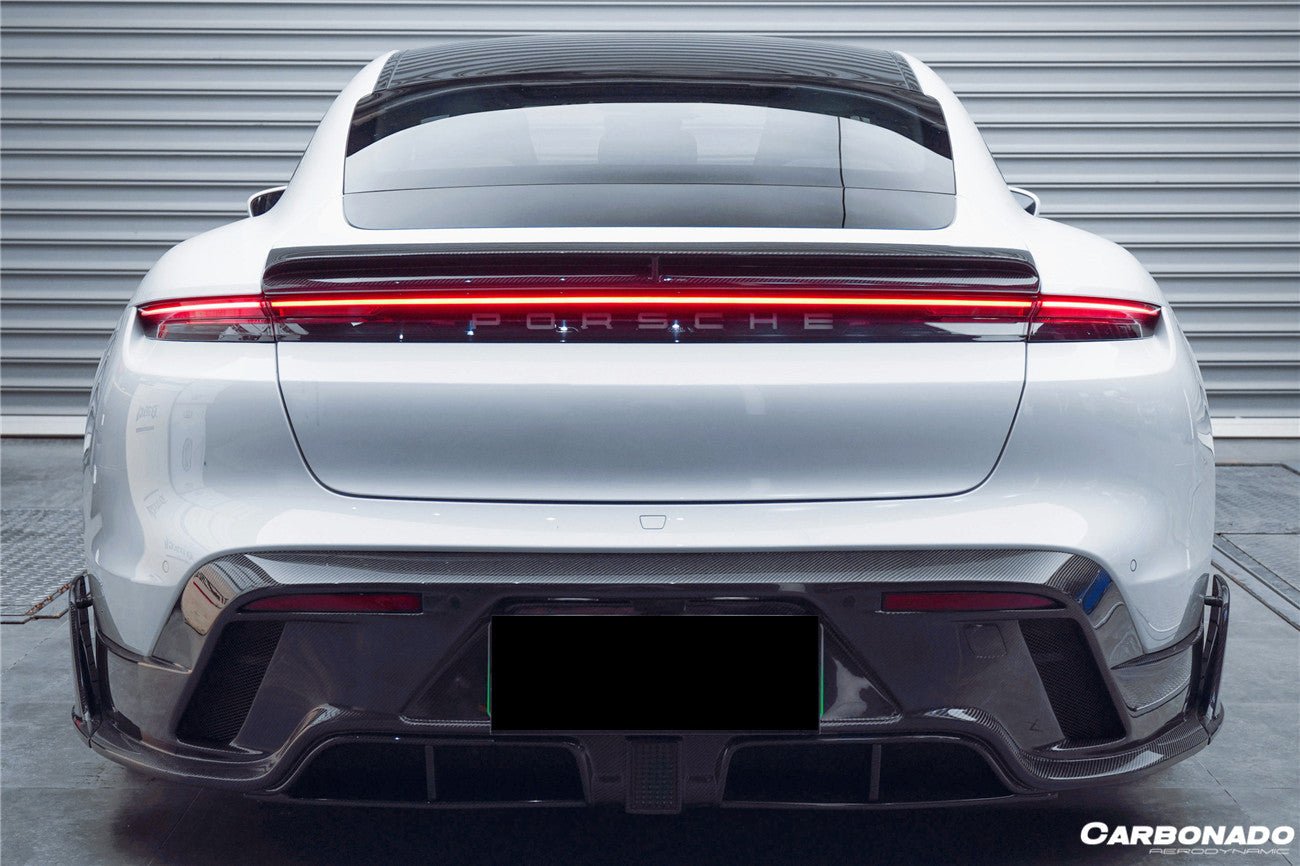 DARWINPRO - PORSCHE TAYCAN 4 / 4S / GTS / TURBO DRY CARBON FIBRE CABO STYLE LED REAR DIFFUSER - Aero Carbon UK