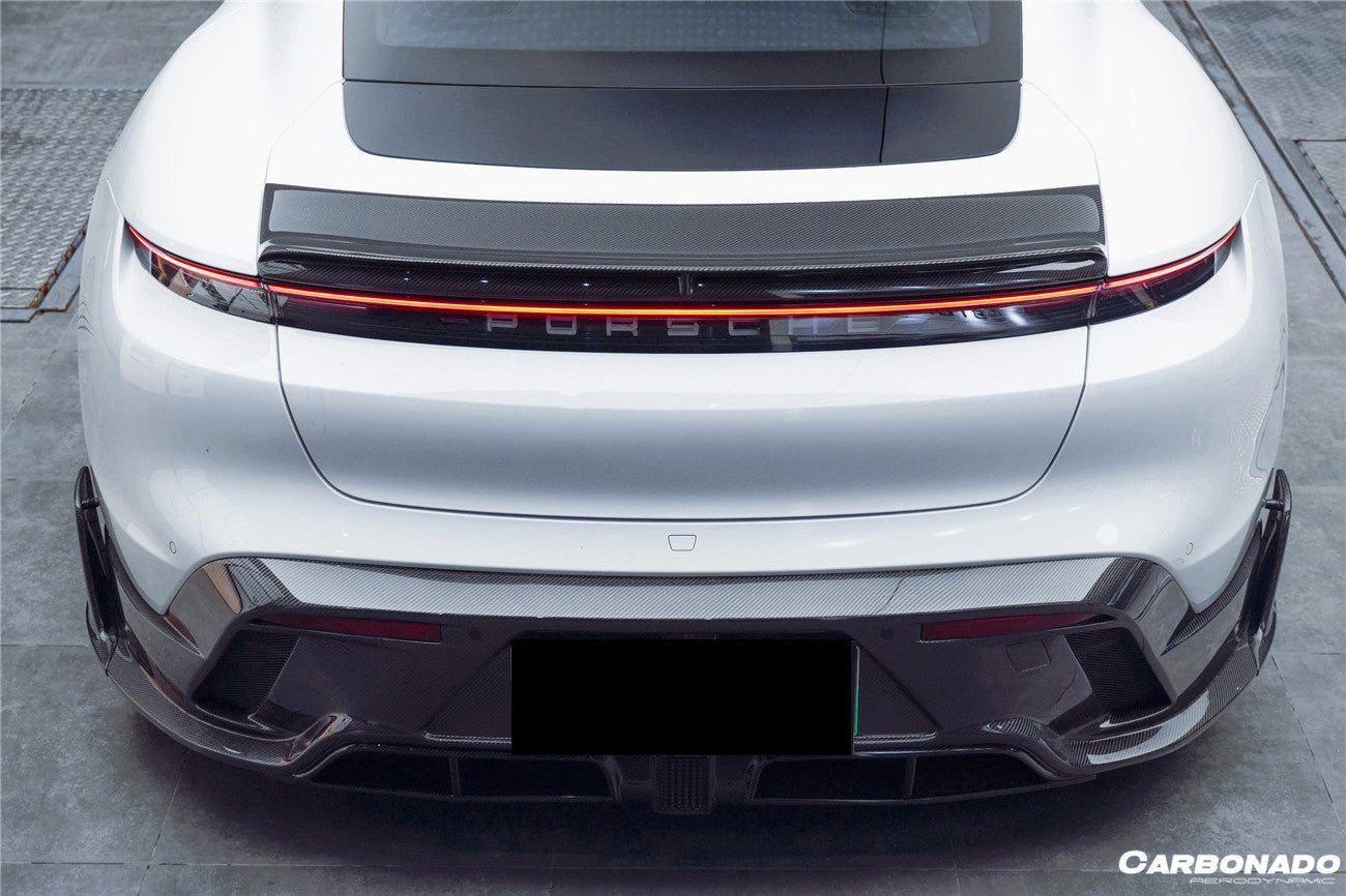 DARWINPRO - PORSCHE TAYCAN 4 / 4S / GTS / TURBO DRY CARBON FIBRE CABO STYLE LED REAR DIFFUSER - Aero Carbon UK