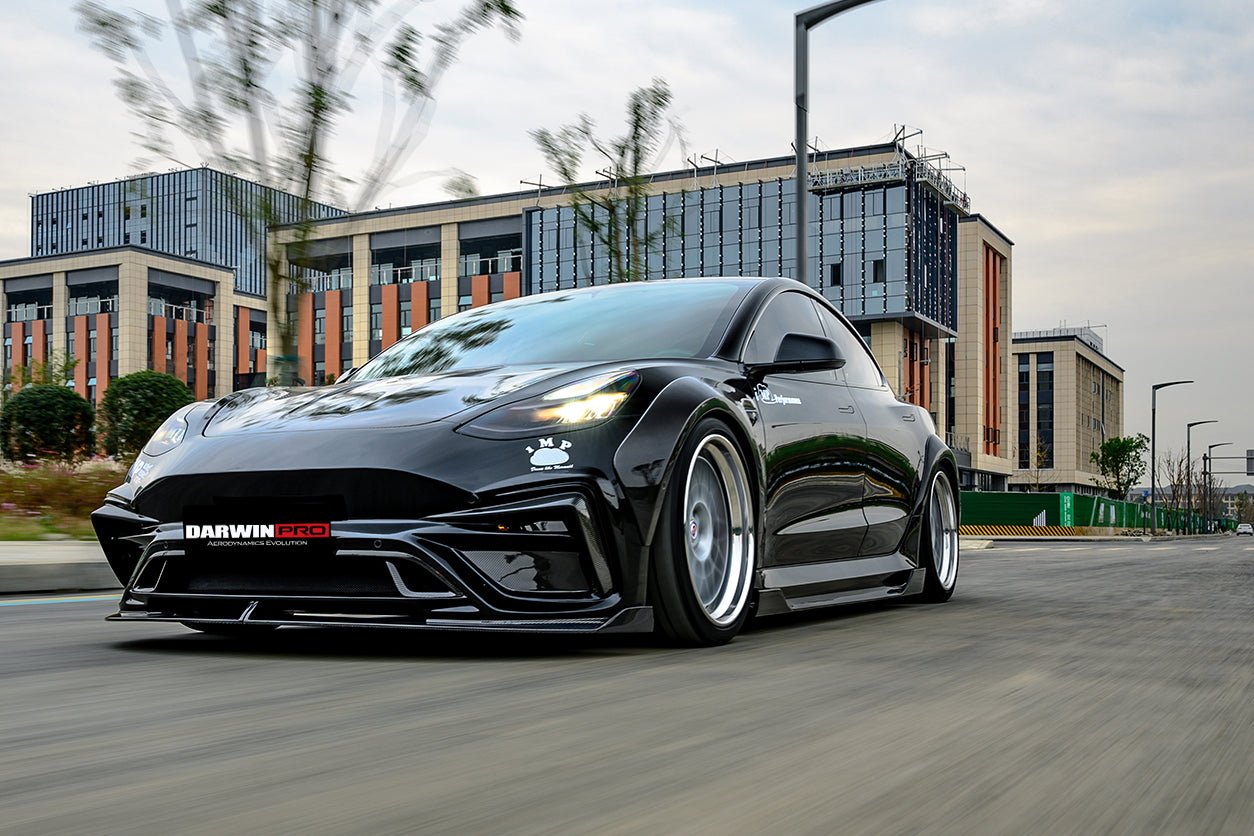 DARWINPRO - TESLA MODEL 3 IMP PERFORMANCE CARBON FIBER WIDE FENDER FLARES - Aero Carbon UK