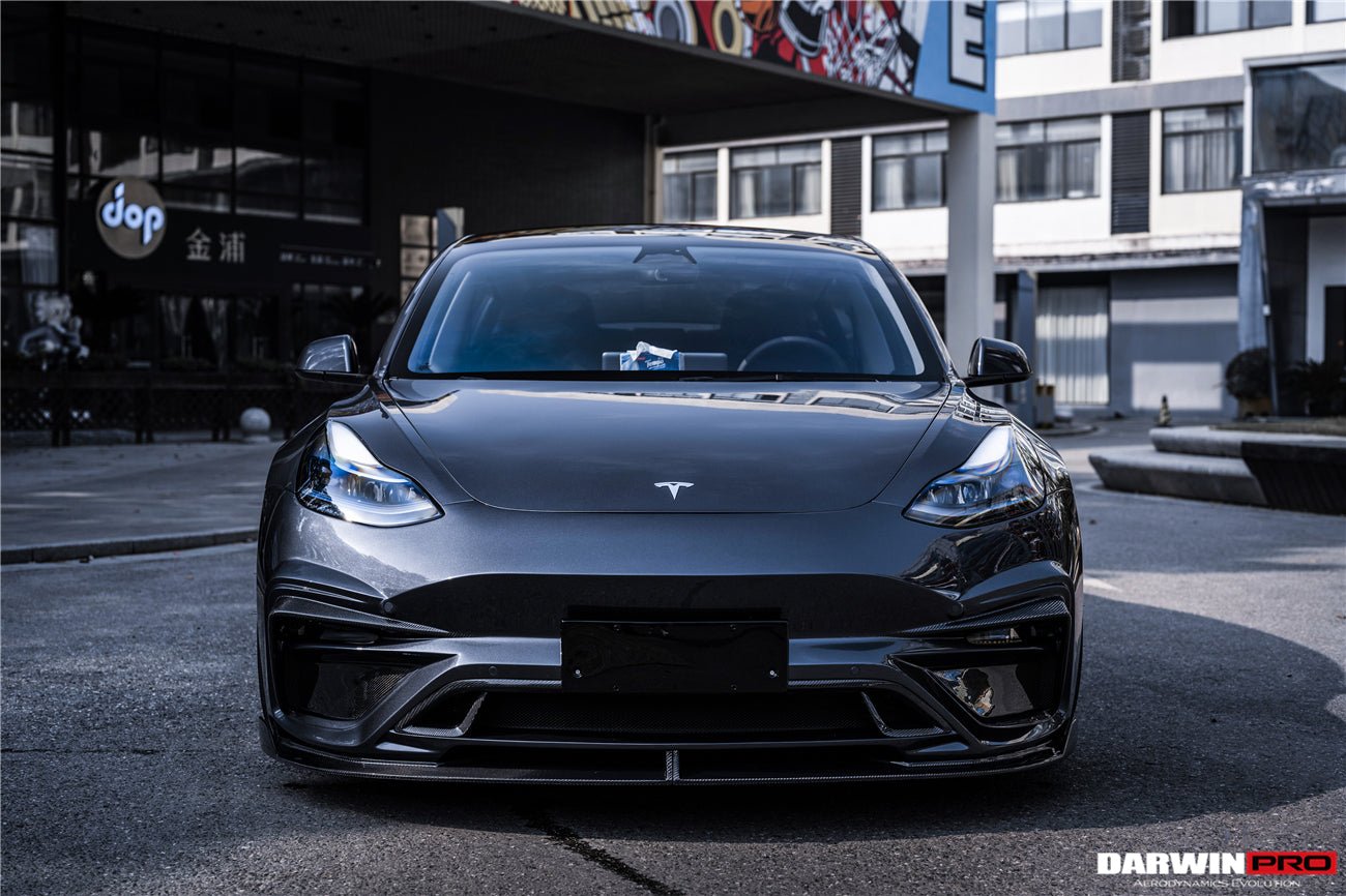 DARWINPRO - TESLA MODEL 3 IMP PERFORMANCE PARTIAL CARBON FIBER FRONT BUMPER - Aero Carbon UK