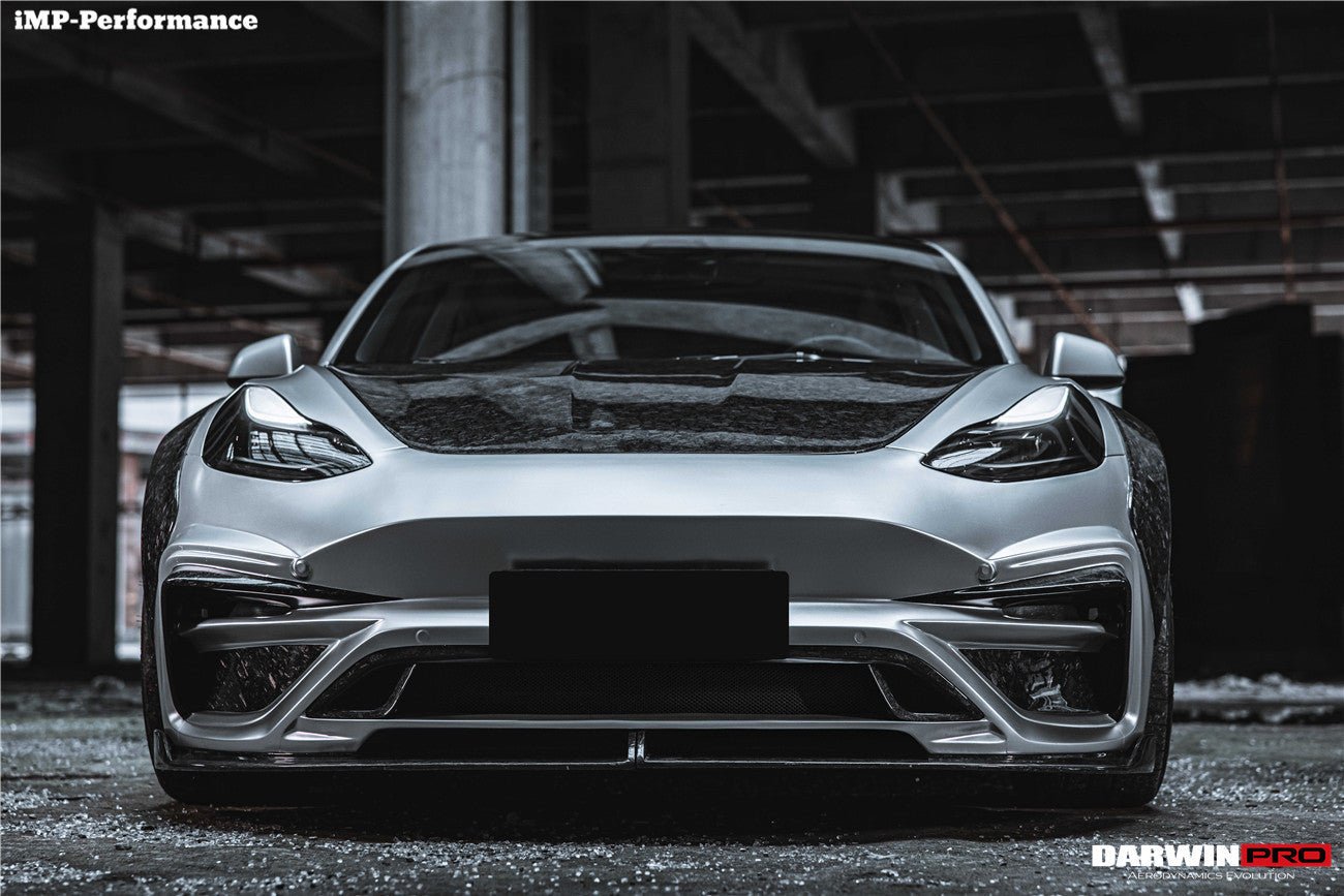 DARWINPRO - TESLA MODEL 3 IMP PERFORMANCE PARTIAL CARBON FIBER FRONT BUMPER - Aero Carbon UK