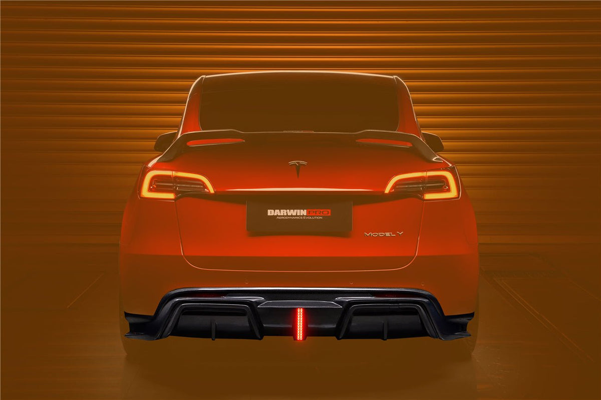 DARWINPRO - TESLA MODEL Y 2020+ IMP PERFORMANCE CARBON FIBER LED REAR DIFFUSER - Aero Carbon UK