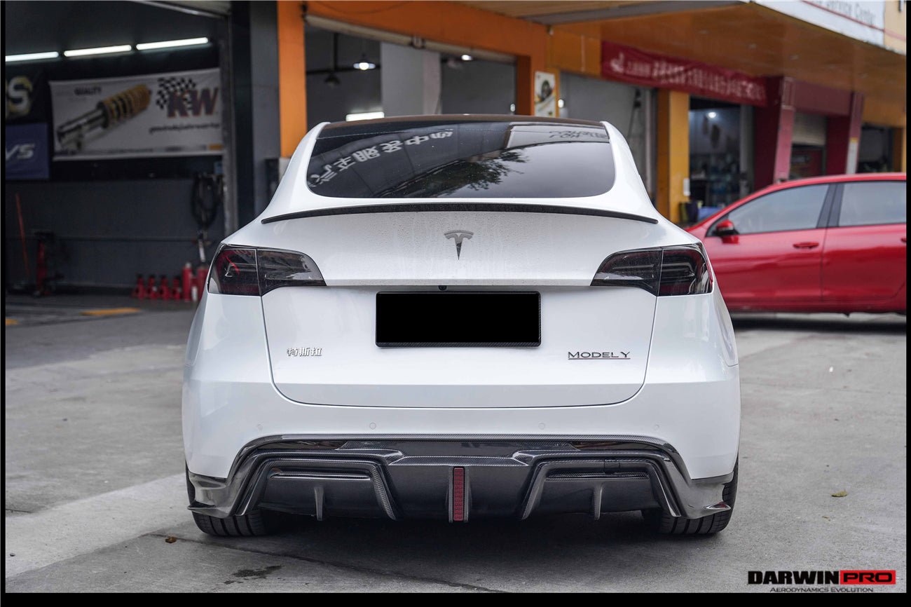 DARWINPRO - TESLA MODEL Y 2020+ IMP PERFORMANCE CARBON FIBER LED REAR DIFFUSER - Aero Carbon UK