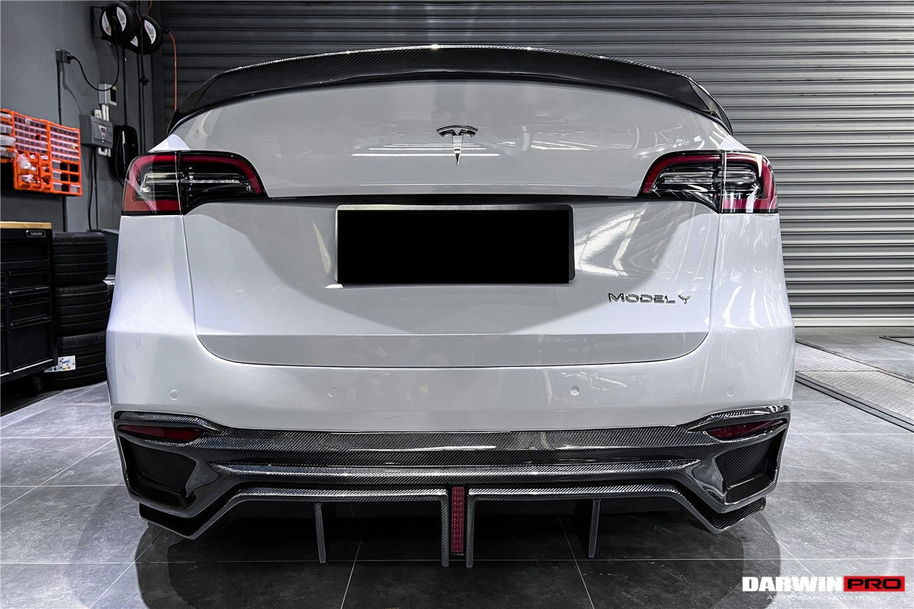 DARWINPRO - TESLA MODEL Y 2020+ IMP PERFORMANCE CARBON FIBER REAR BUMPER AND LED DIFFUSER AND LED DIFFUSER - Aero Carbon UK