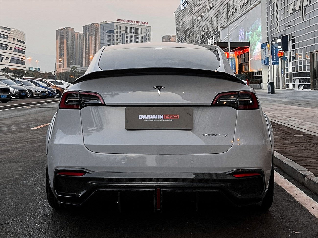 DARWINPRO - TESLA MODEL Y 2020+ IMP PERFORMANCE CARBON FIBER REAR BUMPER AND LED DIFFUSER AND LED DIFFUSER - Aero Carbon UK