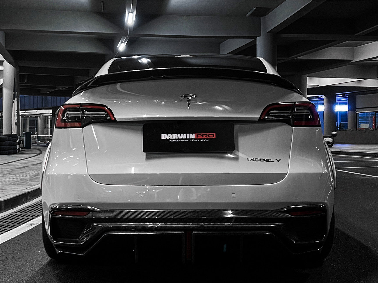 DARWINPRO - TESLA MODEL Y 2020+ IMP PERFORMANCE CARBON FIBER REAR BUMPER AND LED DIFFUSER AND LED DIFFUSER - Aero Carbon UK