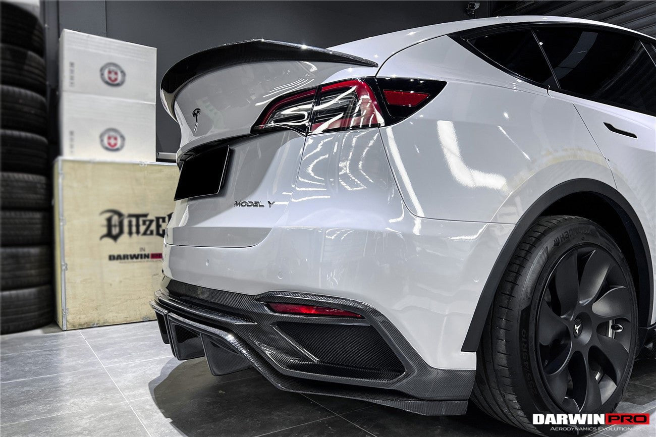 DARWINPRO - TESLA MODEL Y 2020+ IMP PERFORMANCE CARBON FIBER REAR BUMPER AND LED DIFFUSER AND LED DIFFUSER - Aero Carbon UK