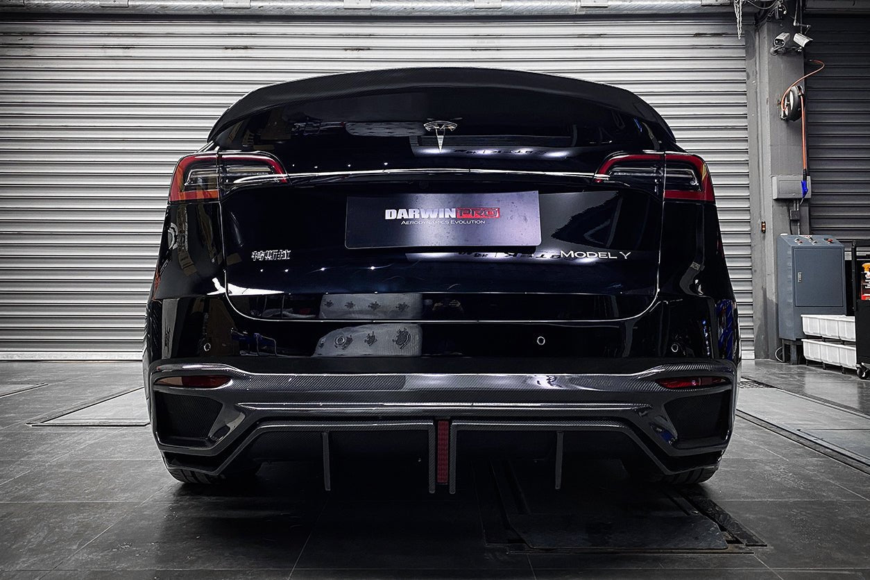 DARWINPRO - TESLA MODEL Y 2020+ IMP PERFORMANCE CARBON FIBER REAR BUMPER AND LED DIFFUSER AND LED DIFFUSER - Aero Carbon UK