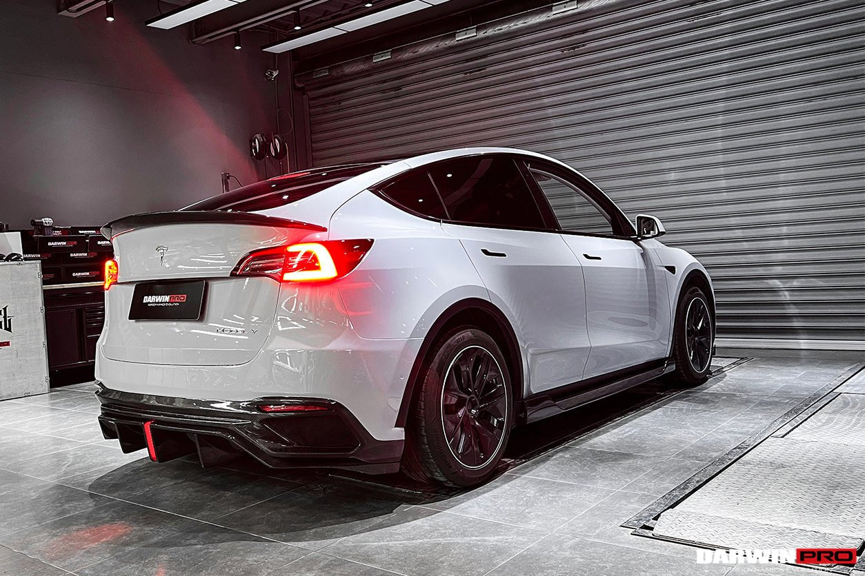 DARWINPRO - TESLA MODEL Y 2020+ IMP PERFORMANCE CARBON FIBER REAR BUMPER AND LED DIFFUSER AND LED DIFFUSER - Aero Carbon UK