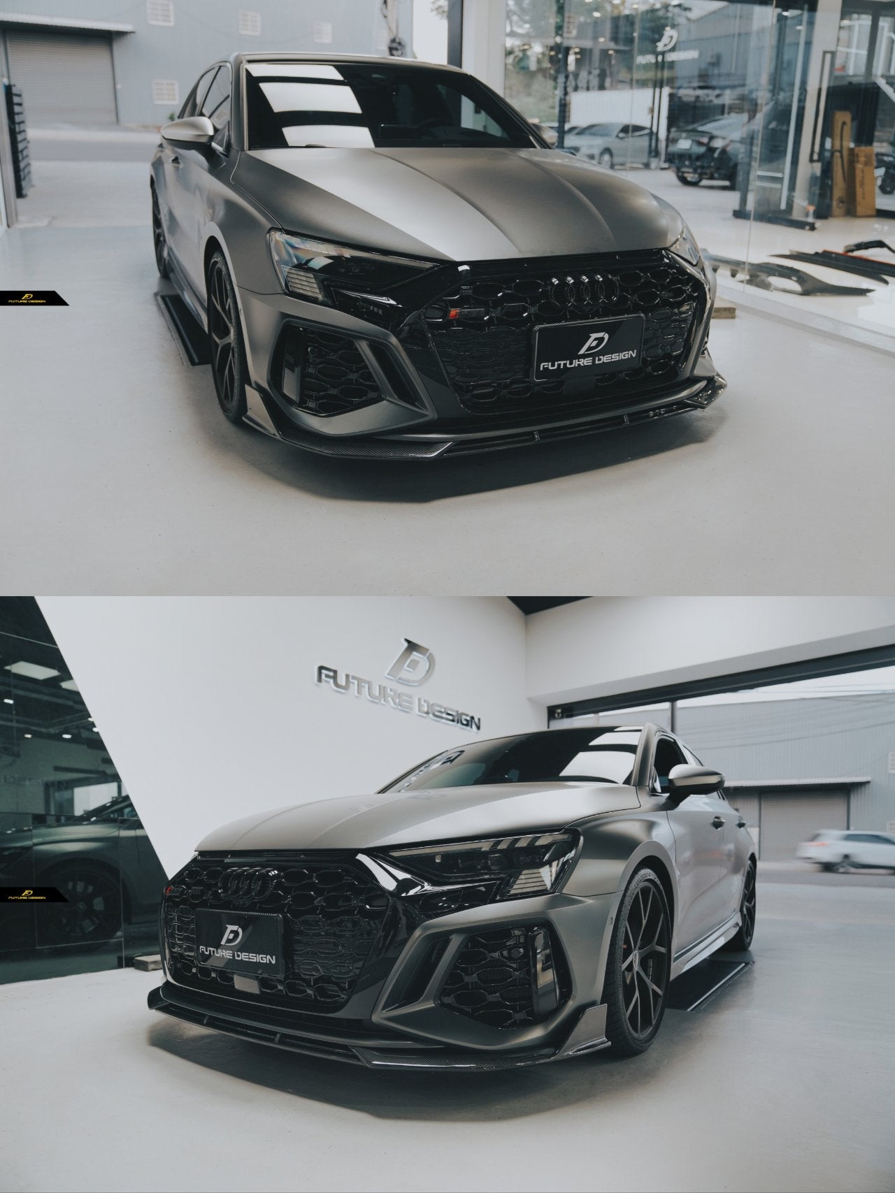 FUTURE DESIGN - AUDI RS3 8Y DRY CARBON FIBRE FRONT LIP - Aero Carbon UK