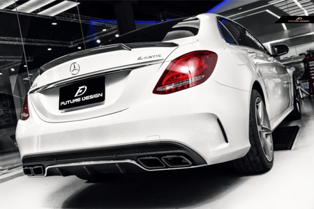 Future Design Carbon 2015-ON Carbon Fiber Rear Spoiler B Style for Mercedes Benz W205 C300 C43 C63 AMG Coupe 2 Door Sedan 4 Door - Aero Carbon UK