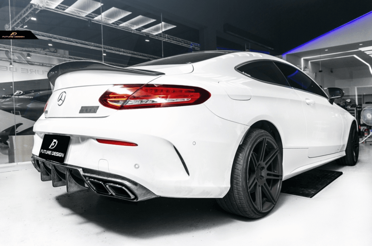 Future Design Carbon 2015-ON Carbon Fiber Rear Spoiler P Style for Mercedes Benz W205 C300 C43 C63 AMG Coupe 2 Door Sedan 4 Door - Aero Carbon UK