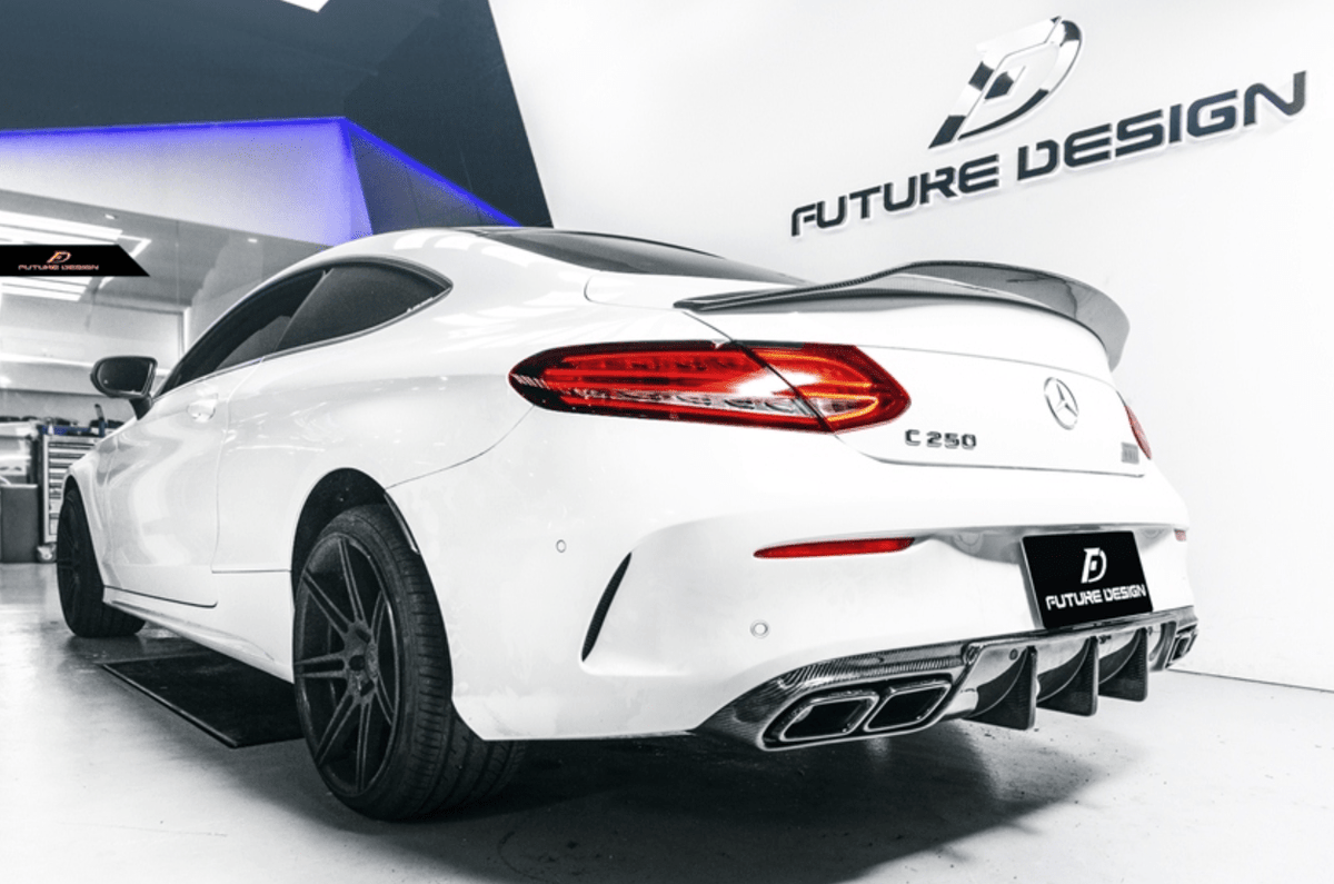 Future Design Carbon 2015-ON Carbon Fiber Rear Spoiler P Style for Mercedes Benz W205 C300 C43 C63 AMG Coupe 2 Door Sedan 4 Door - Aero Carbon UK