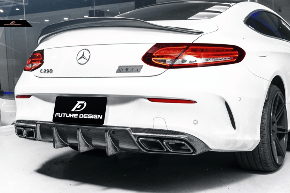 Future Design Carbon 2015-ON Carbon Fiber Rear Spoiler P Style for Mercedes Benz W205 C300 C43 C63 AMG Coupe 2 Door Sedan 4 Door - Aero Carbon UK