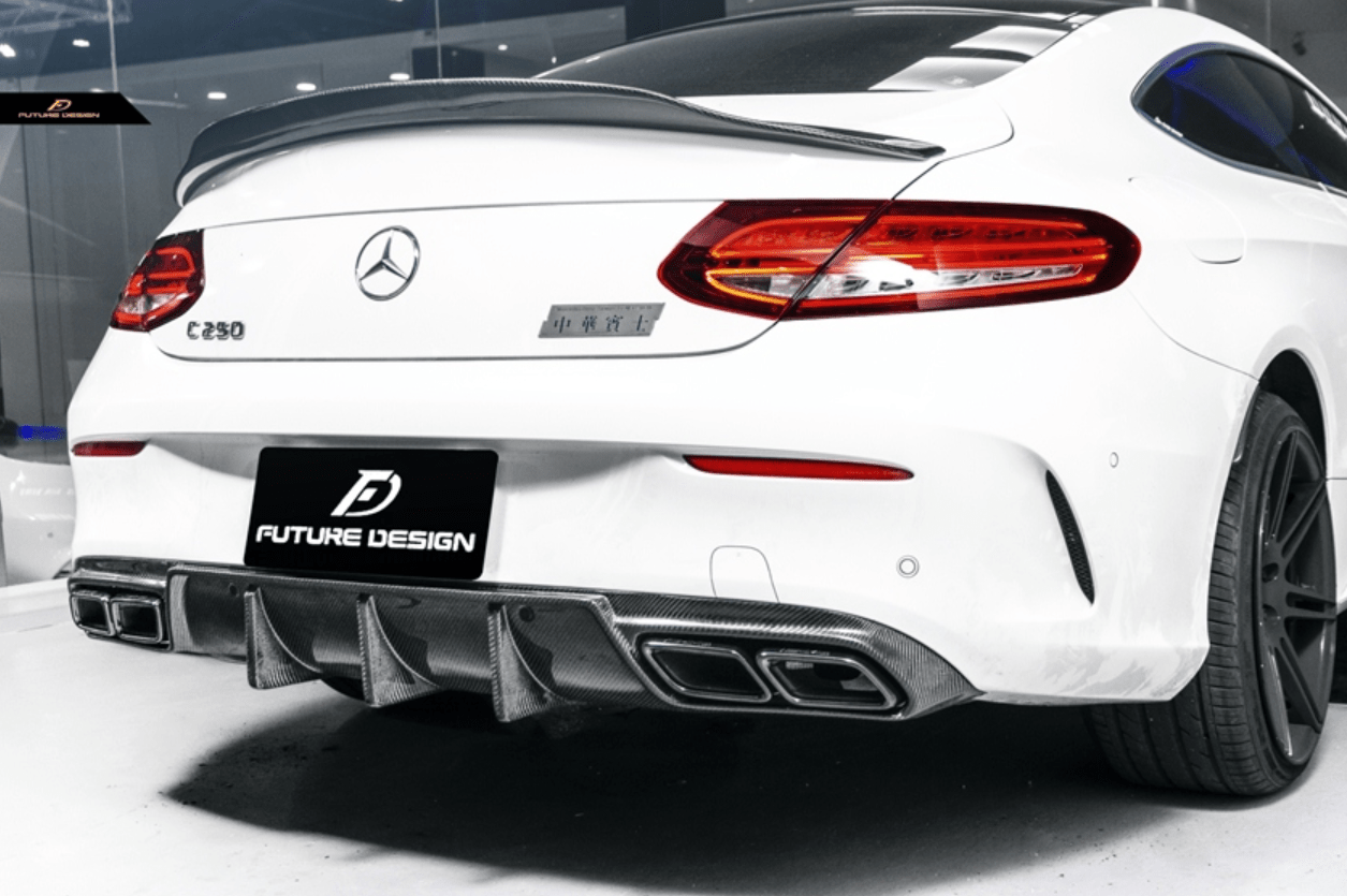Future Design Carbon 2015-ON Carbon Fiber Rear Spoiler P Style for Mercedes Benz W205 C300 C43 C63 AMG Coupe 2 Door Sedan 4 Door - Aero Carbon UK