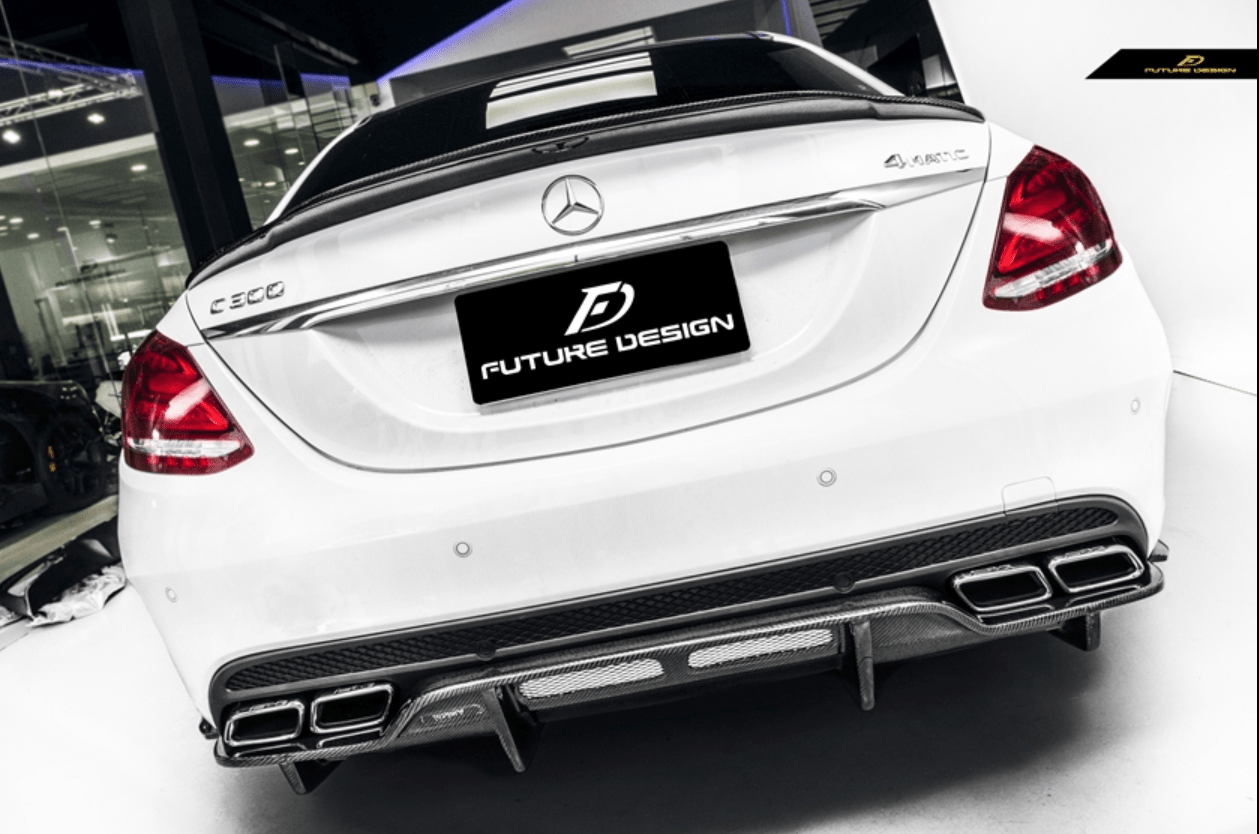 Future Design Carbon 2015-ON Carbon Fiber Rear Spoiler P Style for Mercedes Benz W205 C300 C43 C63 AMG Coupe 2 Door Sedan 4 Door - Aero Carbon UK