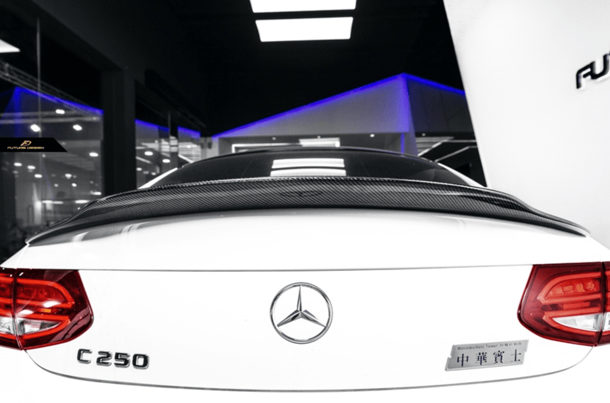 Future Design Carbon 2015-ON Carbon Fiber Rear Spoiler P Style for Mercedes Benz W205 C300 C43 C63 AMG Coupe 2 Door Sedan 4 Door - Aero Carbon UK