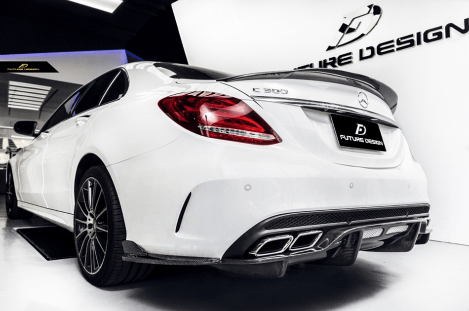 Future Design Carbon 2015-ON Carbon Fiber Rear Spoiler P Style for Mercedes Benz W205 C300 C43 C63 AMG Coupe 2 Door Sedan 4 Door - Aero Carbon UK