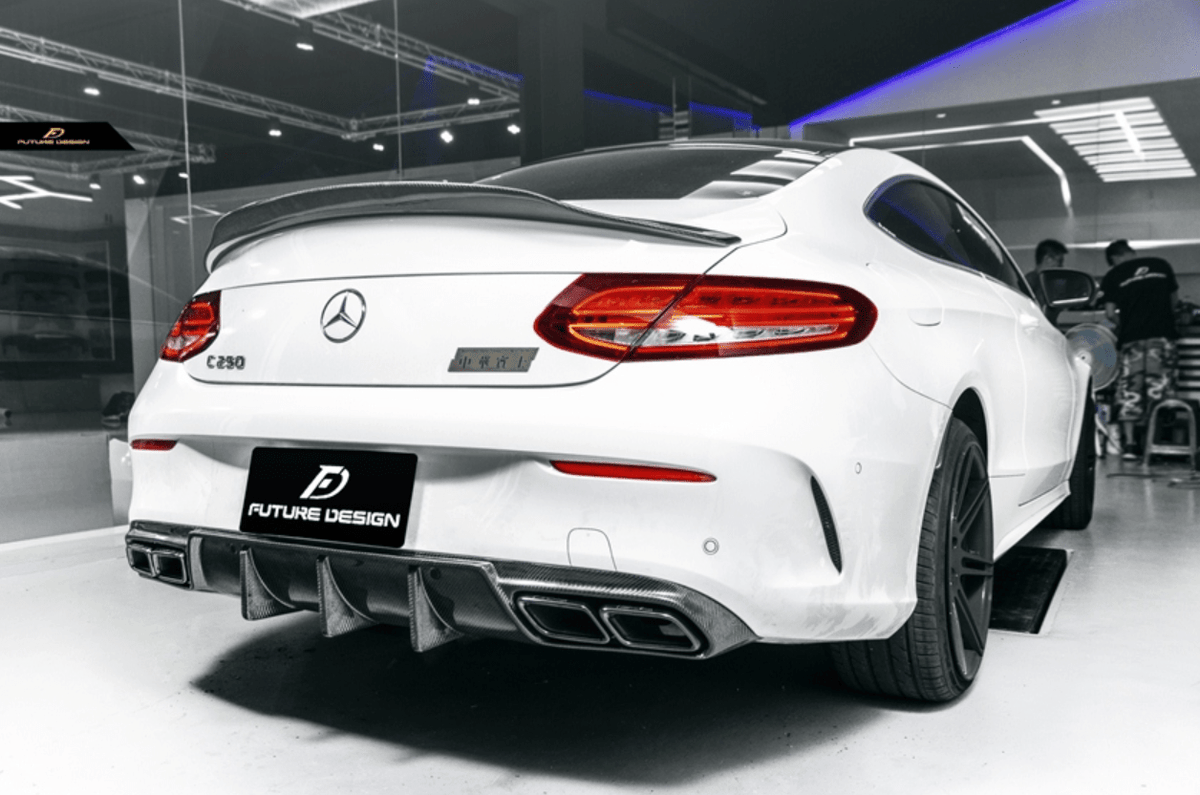 Future Design Carbon 2015-ON Carbon Fiber Rear Spoiler P Style for Mercedes Benz W205 C300 C43 C63 AMG Coupe 2 Door Sedan 4 Door - Aero Carbon UK