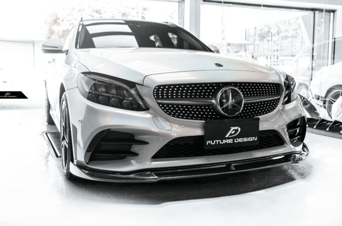 Future Design Carbon Carbon Fiber Front Lip FD GT for W205 C300 2019-ON 2 Door Coupe 4 Door Sedan - Aero Carbon UK