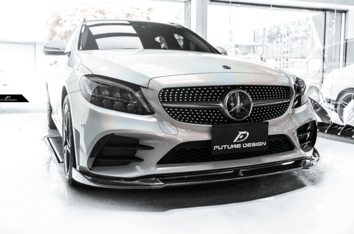 Future Design Carbon Carbon Fiber Front Lip FD GT for W205 C300 2019-ON 2 Door Coupe 4 Door Sedan - Aero Carbon UK