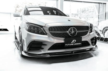 Future Design Carbon Carbon Fiber Front Lip FD GT for W205 C300 2019-ON 2 Door Coupe 4 Door Sedan - Aero Carbon UK