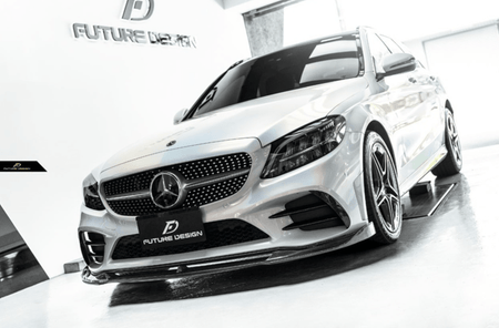 Future Design Carbon Carbon Fiber Front Lip FD GT for W205 C300 2019-ON 2 Door Coupe 4 Door Sedan - Aero Carbon UK