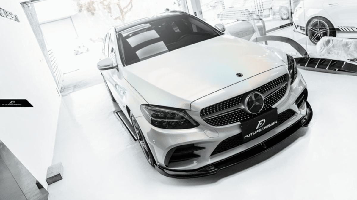 Future Design Carbon Carbon Fiber Front Lip FD GT for W205 C300 2019-ON 2 Door Coupe 4 Door Sedan - Aero Carbon UK