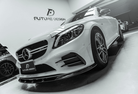 Future Design Carbon Carbon Fiber Front Lip FD Style for Mercedes Benz W205 C300 with Sport Package 2019-ON - Aero Carbon UK
