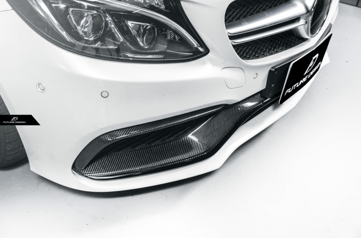 Future Design Carbon Carbon Fiber OEM Style Front Bumper Trim Lower Grill Surround for W205 C63 C63S AMG Sedan Coupe 2015-2020 - Aero Carbon UK