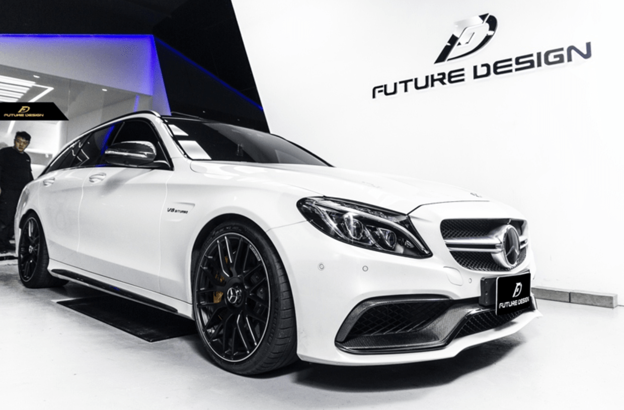Future Design Carbon Carbon Fiber OEM Style Front Bumper Trim Lower Grill Surround for W205 C63 C63S AMG Sedan Coupe 2015-2020 - Aero Carbon UK