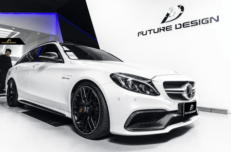 Future Design Carbon Carbon Fiber OEM Style Front Bumper Trim Lower Grill Surround for W205 C63 C63S AMG Sedan Coupe 2015-2020 - Aero Carbon UK